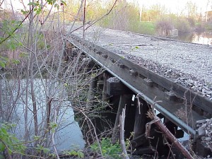 This abandoned railway is now part of the Clinton River Trail through Pontiac