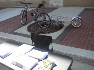 Our minimal table and transportation at Recycle Royal Oak