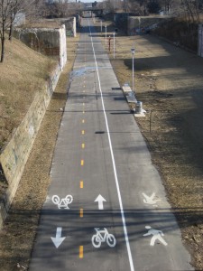Dequindre Cut during construction in the spring of 2009
